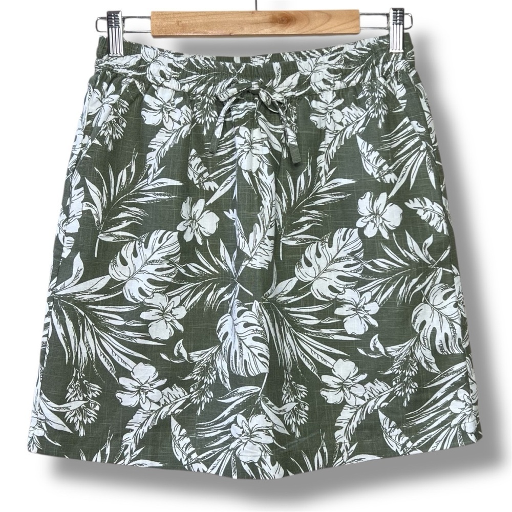 KUT From The Kloth Green Tropical Floral Drawstring Skirt Women’s S‎ Pockets NWT